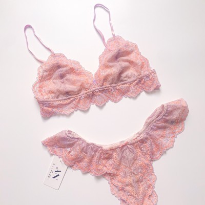 Set bralette hồng tím ánh cam